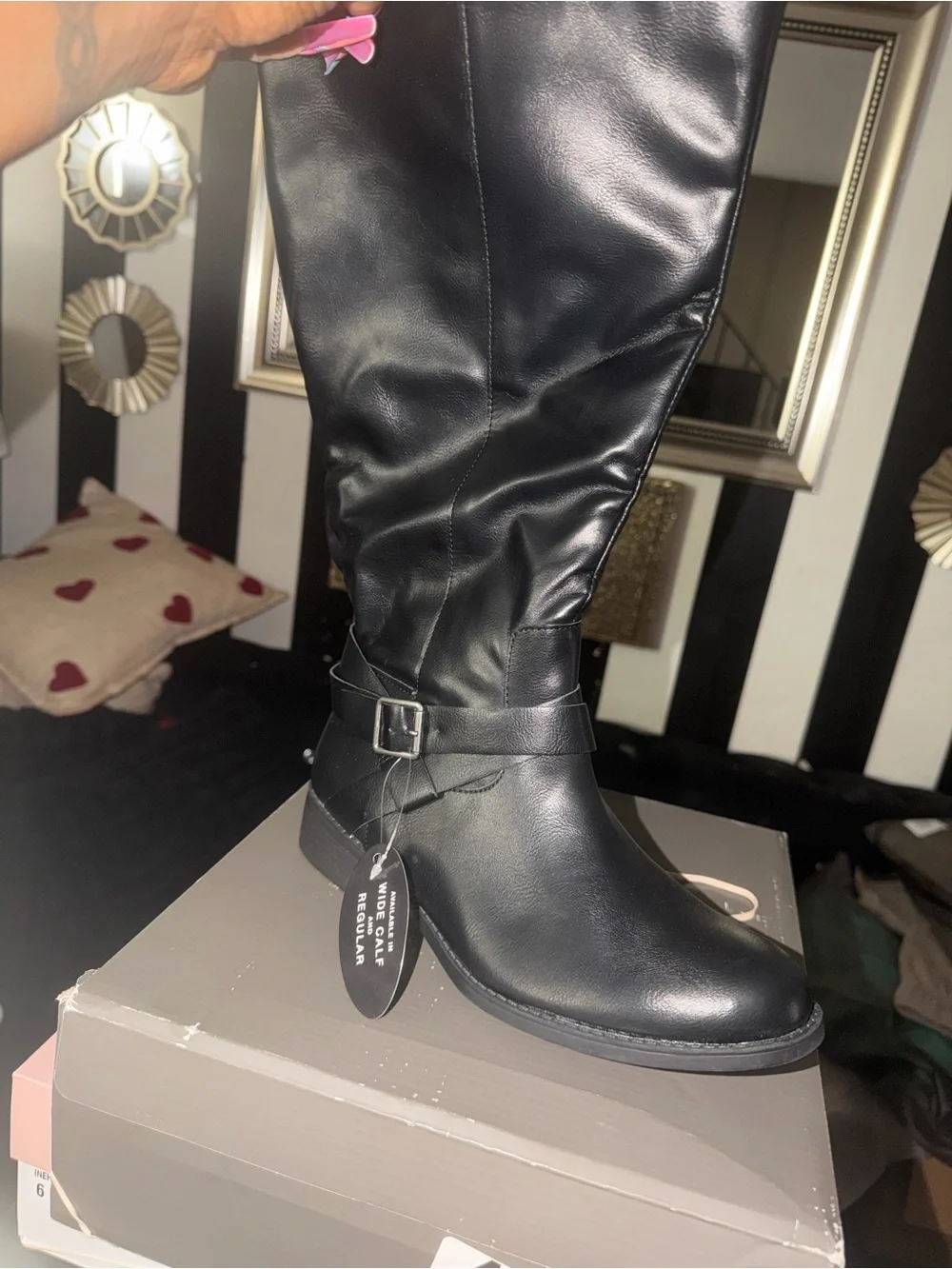 Style & Co. Black Over-the-Knee Buckle Boots